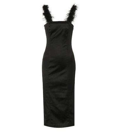Romy feather-trimmed midi dress