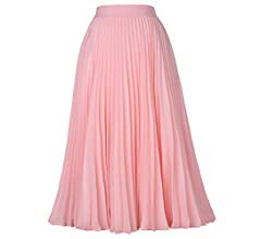 Amazon.com: KANCY KOLE Women's Casual Midi Skirt High Waist A Line Skirt Knee Length Flowy Skirt (Pink,S): Clothing