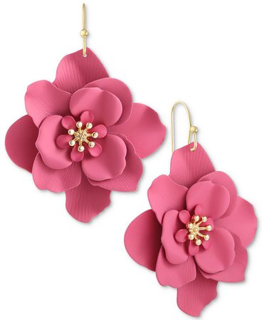 INC International Concepts Gold-Tone Painted Flower Drop Earrings, Created for Macy's & Reviews - Earrings - Jewelry & Watches - Macy's