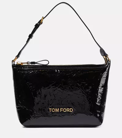 Label Mini Patent Leather Shoulder Bag in Black - Tom Ford | Mytheresa