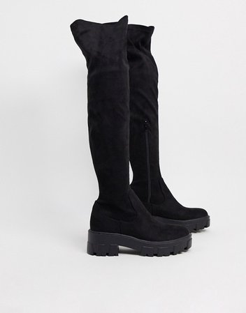 RAID Pierra chunky over the knee boots in black | ASOS