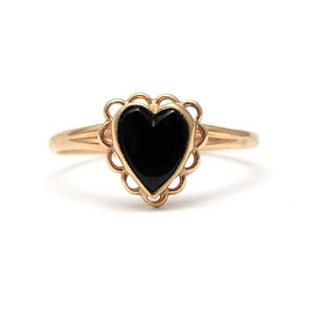 10k Onyx Heart Lace Ring