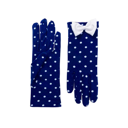 Cornelia James blue and white polka dot gloves