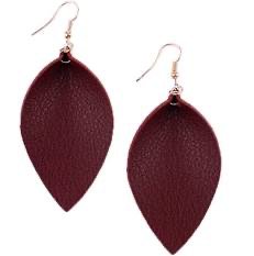 maroon leather earring