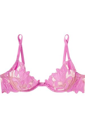 Fleur du Mal | Lily embroidered satin and stretch-tulle underwired bra | NET-A-PORTER.COM