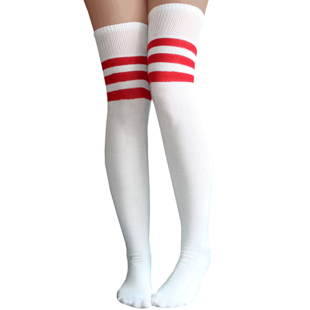 White/Red Over-the-Knee Socks