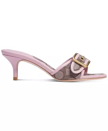 Oak/ Pink COACH Women's Buckle Kitten-Heel Dress Sandals & Reviews - Sandals - Shoes - Macy's