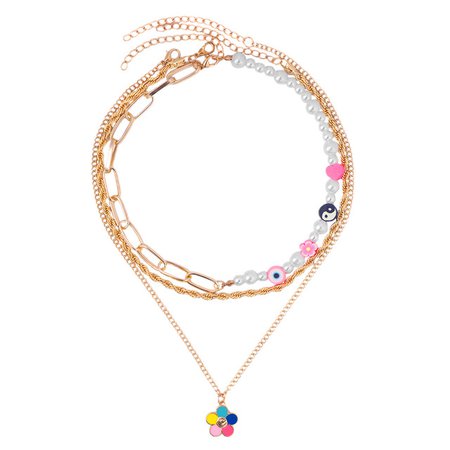 Trendy Multilayer Crystal Heart Gold Chain Necklace Set For Women Simple White Imitation Pearl Beads Choker Necklace Jewelry New - Necklace - AliExpress