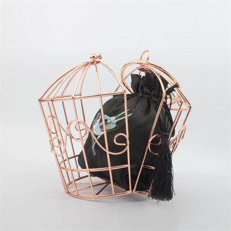 Rose Gold Metal Bird Cage Evening Bags