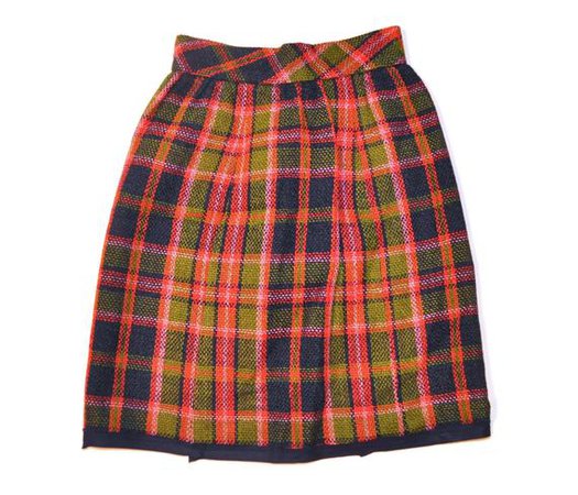 Vintage 1970's Plaid Ellen Tracy Mini Skirt Orange Green | Etsy
