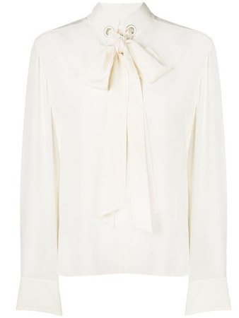 Chloé grommet-collar tie-neck blouse $762 - Shop SS19 Online - Fast Delivery, Price