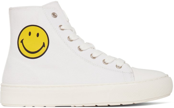 Joshua Sanders: White Smiley Edition High-Top Sneakers | SSENSE