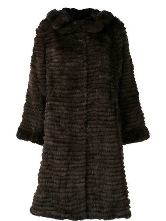Liska Felia sable fur trimmed long coat