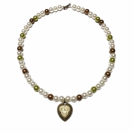 green and brown pearl fairycore necklace