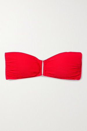 Dune Ribbed Bandeau Bikini Top - Red
