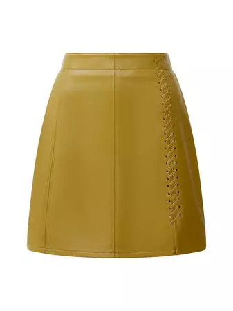 Crolenda PU Stitch Mini Skirt Nutria | French Connection US