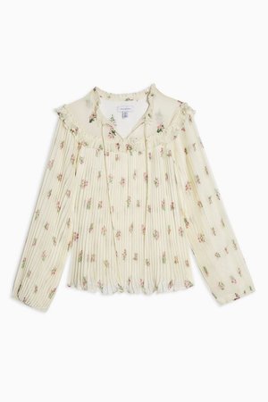 OAKLAND Embellished Floral Pleated Blouse | Topshop white