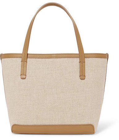 Park Small Leather-trimmed Canvas Tote - Beige
