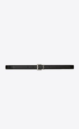 Saint Laurent MONOGRAMME Narrow Belt With Square Buckle In Reptile Embossed Patent Leather | YSL.com