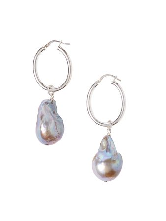 Chan Luu Sterling Silver & 18x25MM Freshwater Baroque Pearl Drop Earrings