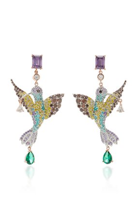 Anabela Chan, Hummingbird 18K Gold Vermeil Multi-Stone Earrings