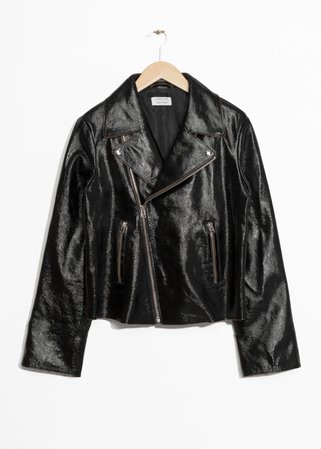 Patent Leather Biker Jacket - Black - Leather jackets - & Other Stories