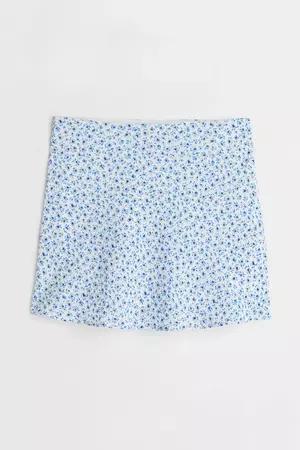A-line Skirt - White/blue floral - Ladies | H&M US