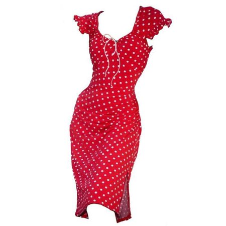 flattering red and white polka dot dress