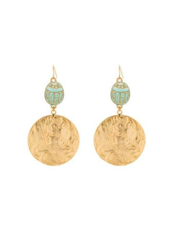 Rixo Margaery Gold-Tone Turquoise Medallion Earrings RIX102476120722000 | Farfetch