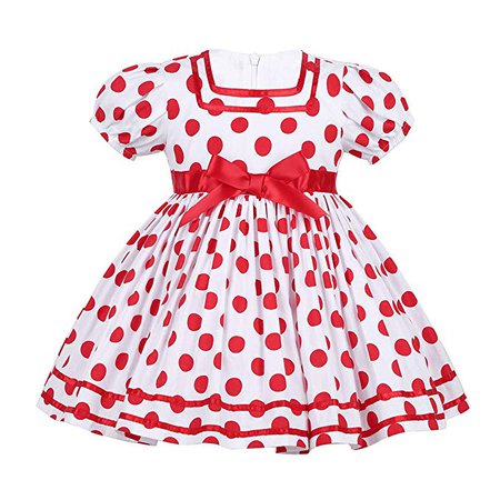 Amazon.com: iEFiEL Little Girls Christmas Party Short Puffy Sleeves Shirley Temple Costume Tutu Dress Polka Dots Tutu 12-18 Months: Clothing