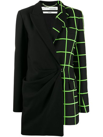 Black Off-White Bi-Material Blazer Dress | Farfetch.com