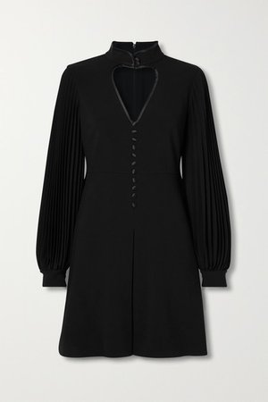 Gucci | Cutout silk satin-trimmed pleated crepe mini dress | NET-A-PORTER.COM