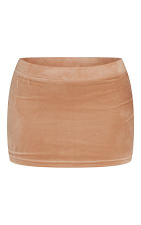Mocha Velour Micro Mini Low Rise Skirt | PrettyLittleThing USA