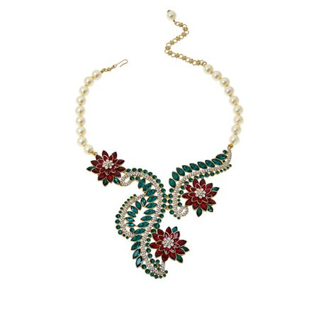 Heidi Daus "Poinsettia Panache" Simulated Pearl Beaded Necklace