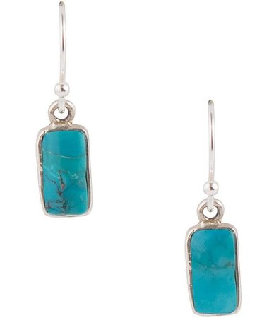 Barse Sterling Silver and Genuine Turquoise Dainty Drop Earrings