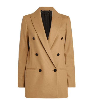 Allsaints Astrid Double Breasted Blazer In Camel Brown | ModeSens
