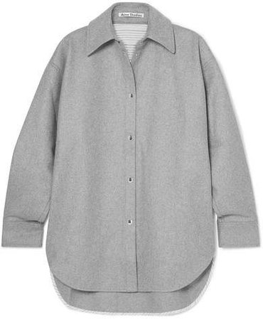 Sarwin Oversized Wool-blend Flannel Shirt - Gray