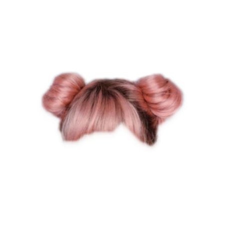 peach pink space buns hair (itz_stepheney)