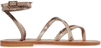Zenobie Snake-effect Leather Sandals - Snake print