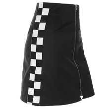 checked black a line skirt with zip
