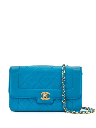 Shop blue Chanel Pre-Owned 1990s Diana quilted chain shoulder bag with Express Delivery - Farfetch