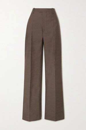 Brown Wool wide-leg pants | Bottega Veneta | NET-A-PORTER