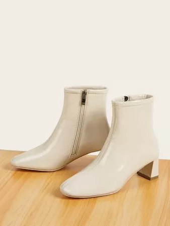 Side Zip Chunky Heeled Ankle Boots | SHEIN USA
