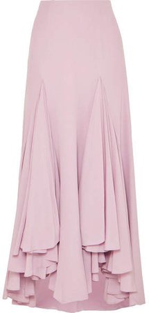 Waterfall Ruffled Asymmetric Silk-crepe Skirt - Pink