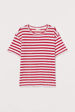Linen-blend T-shirt - Red