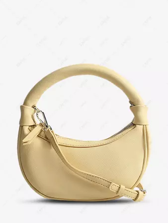 Women's Fashion Daily Solid Color Top Handle Crescent Half Moon Shoulder Crossbody Bag In LIGHT YELLOW | ZAFUL 2024
