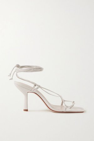 Off-white Knotted leather sandals | Porte & Paire | NET-A-PORTER
