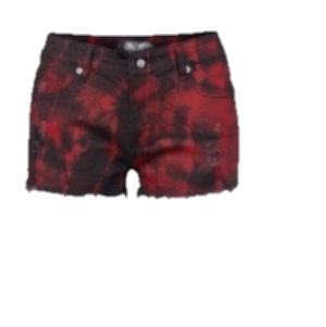 red&black tyedye jean distressed shorts