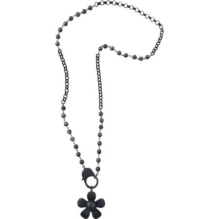 Black Daisy Long Necklace | Valentine Rouge | Wolf & Badger