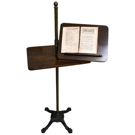 Victorian Adjustable Music Stand in Mahogany Brass Copper Cast Iron For Sale at 1stdibs